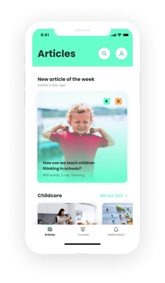 Parentapp — Articles screen